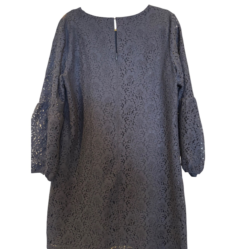 Ann Taylor Navy Lace Bell Sleeve Sheath Dress Women Size 14 - Picture 2 of 8